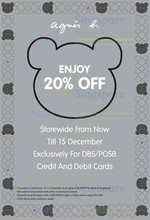 Featured image for (EXPIRED) Agnes B 20% OFF Storewide Promo 13 – 15 Dec 2013