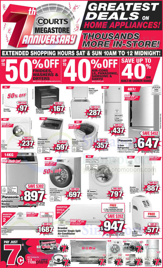 Appliances, Washers, 7 Cent Deals, Sharp, Panasonic, Candy, Olympus, Samsung, LG, Dell