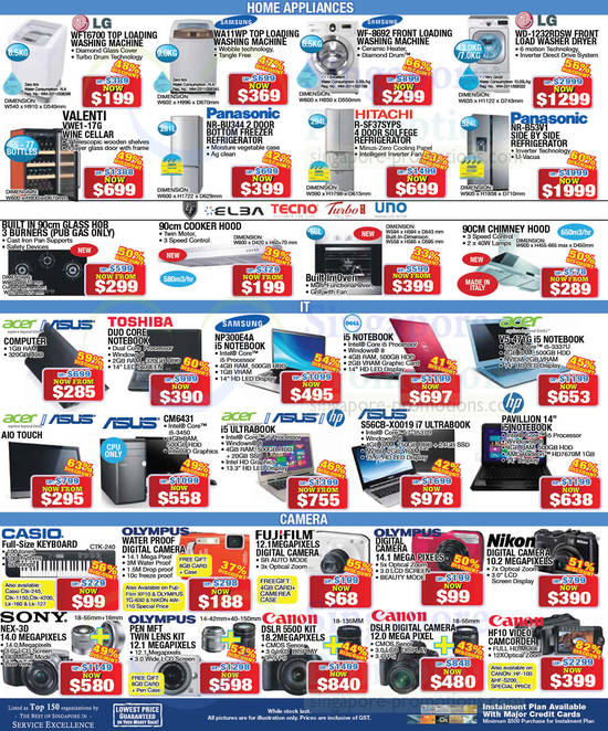 Bendemeer Washers, Wine Cellar, Fridges, Notebooks, Digital Cameras, LG, Samsung, Panasonic, Acer, Asus