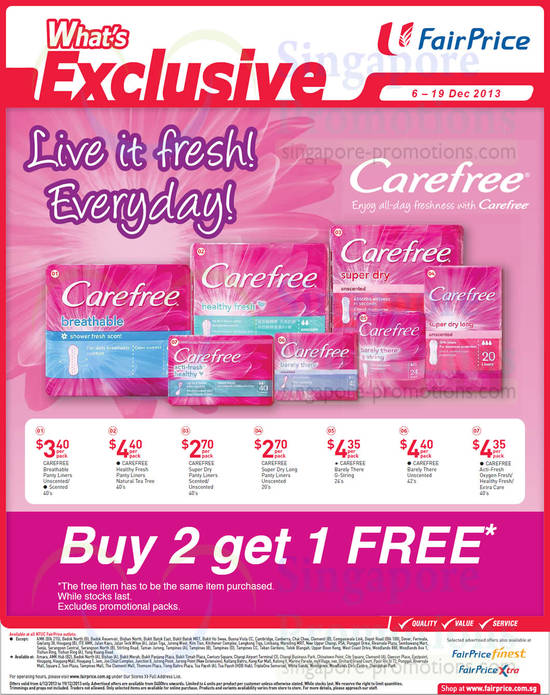 Carefree Napkin Products Buy 2 Get 1 Free