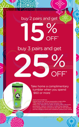 Featured image for (EXPIRED) Crocs 15% OFF With Two Pairs Purchase Promo 3 Dec 2013