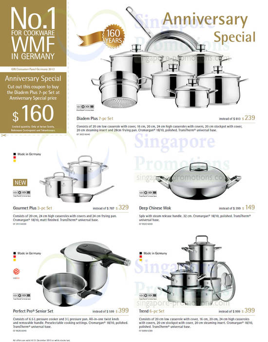 Diadem Plus 7pc Set, Gourmet Plus 3pc Set, Deep Chinese Wok, Perfect Pro Senior Set, Trend Set