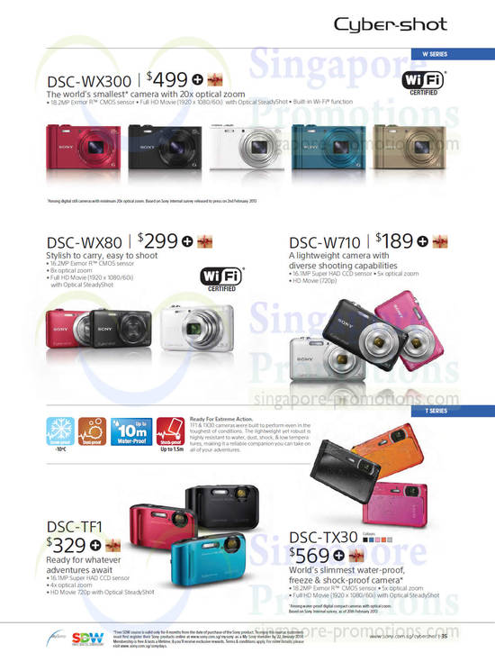 Digital Cameras DSC-WX300, DSC-WX80, DSC-W710, DSC-TF1, DSC-TX30