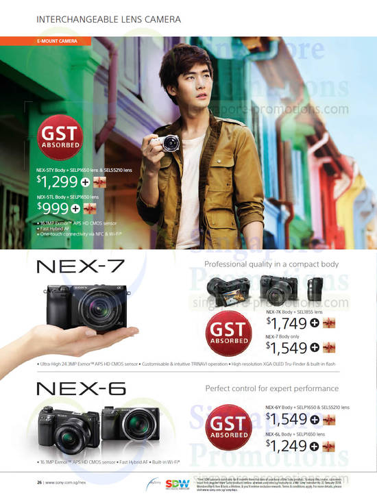 Digital Cameras NEX-5TY, NEX-5TL, NEX-7, NEX-6Y, NEX-6L