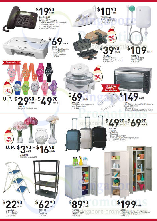 Electronics, Home Basics, Printer, Cabinet, Oven, Water Heater, Panasonic, Powerpac, Champs, Canon, Sona