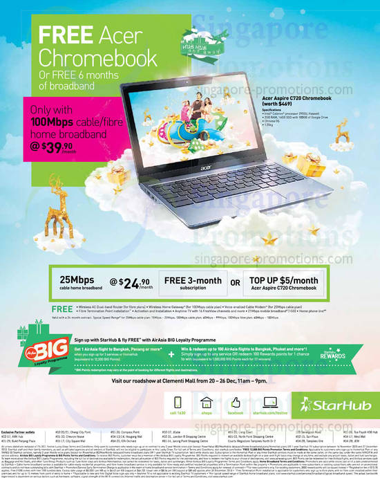 Fibre Broadband 25Mbps 24.90, 100Mbps 39.90, Free Acer Aspire C720 Chromebook