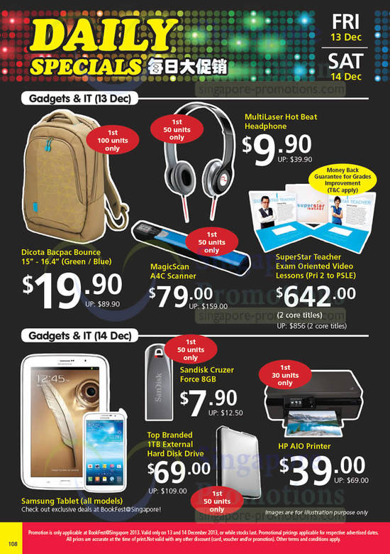 Gadgets IT Dicota Bag, MagicScan, Sandisk, HP Printer