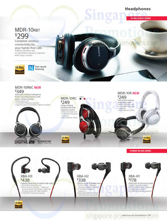 Headphones, Earphones, MDR-10RBT, MDR-10RNC, MDR-10RC, MDR-10R, XBA-H3, XBA-H2, XBA-H1