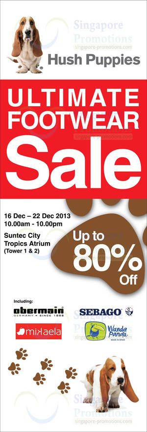 Featured image for (EXPIRED) Hush Puppies Up To 80% OFF Ultimate Footwear SALE @ Suntec City 16 – 22 Dec 2013