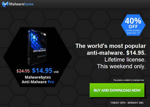 Featured image for Malwarebytes Anti-Malware PRO 40% Off Promo 29 Nov – 3 Dec 2013