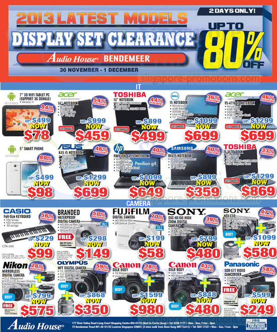 Notebooks, Digital Cameras, Camcorders, Tablets, Acer, Asus, Samsung, Sony, Panasonic