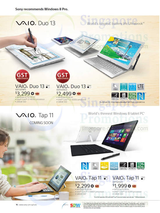 Notebooks Vaio Duo 13 SVD13218PG, SVD13215CG, SVT11217CG