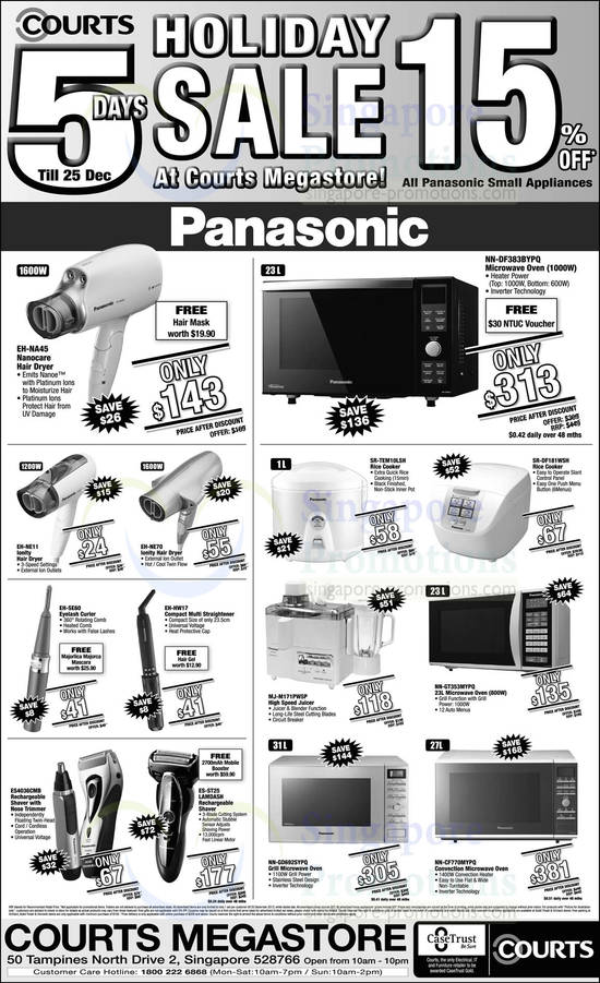 Panasonic Hair Dryers, Ovens, Shavers, Rice Cookers, Juicers, Panasonic