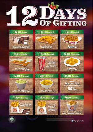 Featured image for (EXPIRED) Popeyes 12 Days of Gifting Daily Deals 13 – 24 Dec 2013