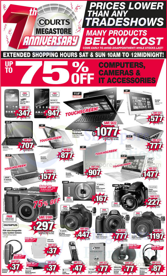 Smartphones, Notebooks, Digital Cameras, DSLRs, Tablets, Headphones, Samsung, Sony, Philips, Fujifilm, Canon, Nikon, Acer