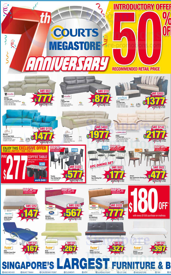 Sofas, Mattresses, Sofa Beds, Nicollo, King Koil, HTL, Lorenzo, Sleep Clinic, Silentnight, DreamCaster, Fuze