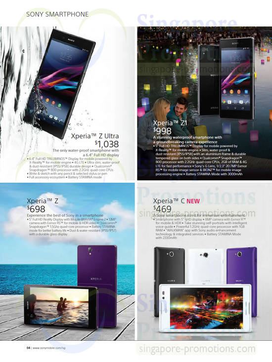 Sony Smartphones Xperia Z, Z1, C