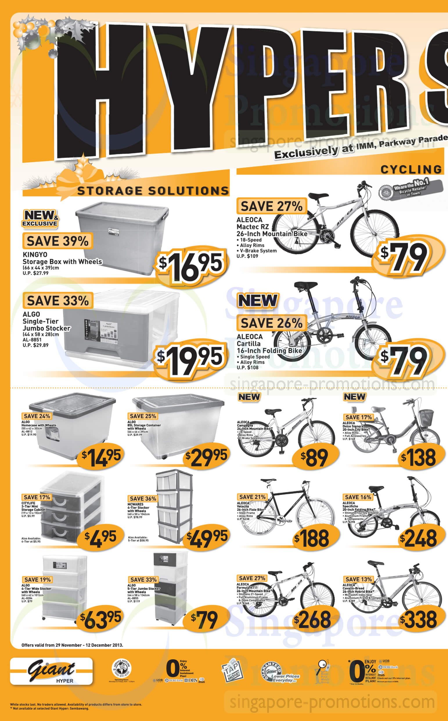 List of Aleoca Campagna Bicycle related Sales Deals Promotions