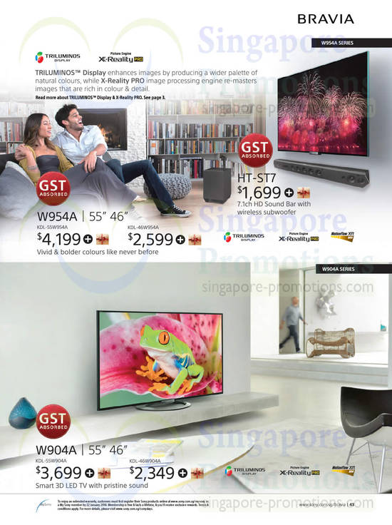 TVs KDL-55W954A, KDL-46W954A, KDL-55W904A, KDL-46W904A