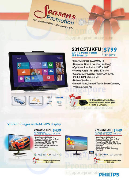 Touch IPS Monitor, AH-IPS, MHL Technology