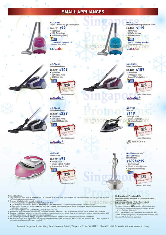 Vacuum Cleaners, Iron, Garment Steamers