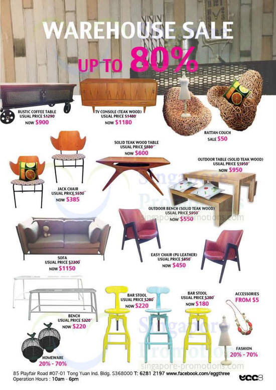 Warehouse Sale Listing, Table, Chair, Stool, Sofa