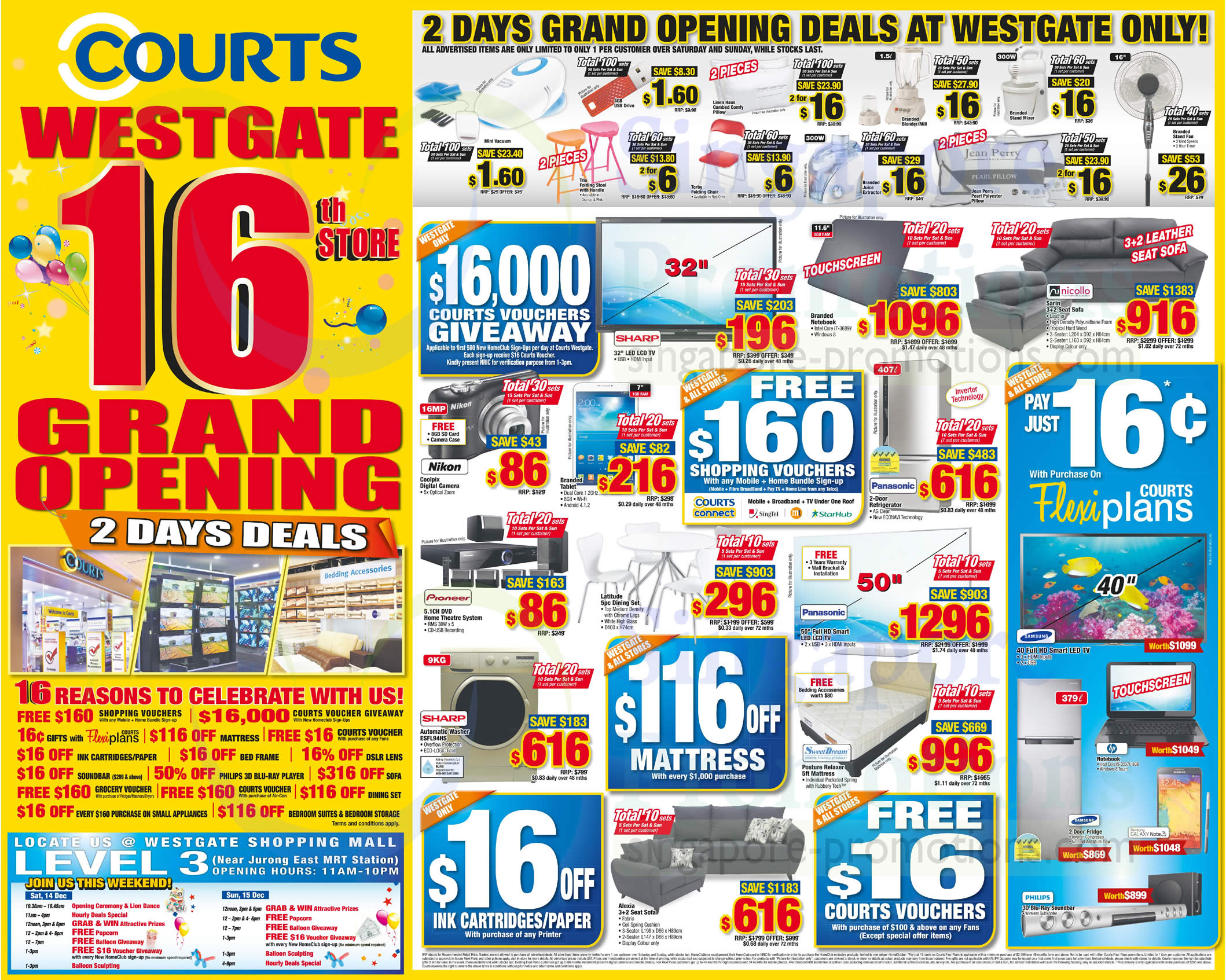 Featured image for Courts 16th Store Grand Opening Celebration Deals @ Islandwide 14 - 15 Dec 2013