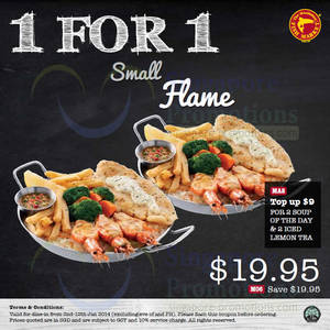 Featured image for (EXPIRED) Manhattan Fish Market 1 For 1 Small Flame & Up To $44 Off Party Combo Coupons 2 – 12 Jan 2014