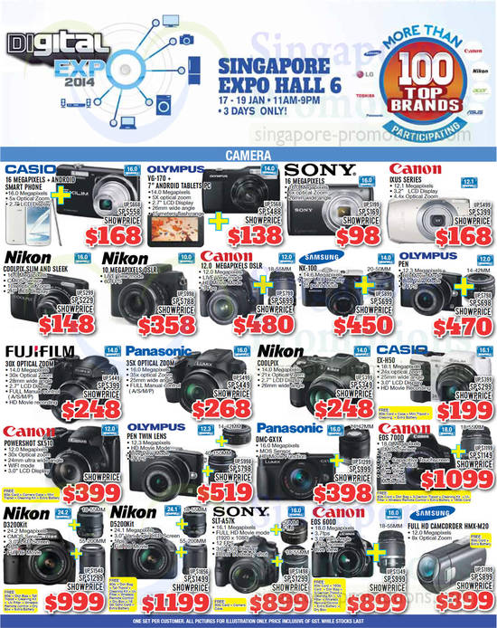 17 Jan Digital Cameras, Camcorder, Nikon, Canon, Sony, Olympus, Casio, Panasonic, Fujifilm