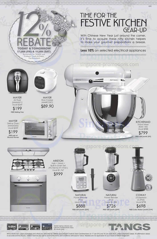 17 Jan Kitchen Offers Mayer, Kitchenaid, Naturai, Ariston