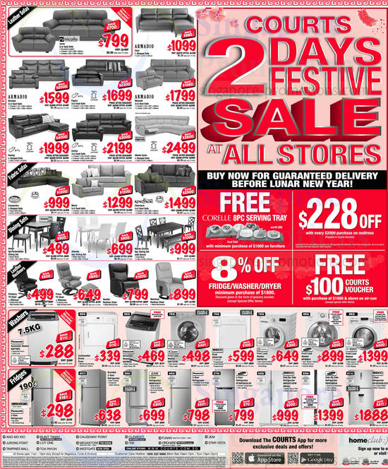 18 Jan Sofa Sets, Washers, Fridges, Armadio, Nicollo, Panasonic, Samsung, HTL, Bosch, Mitsubishi Electric