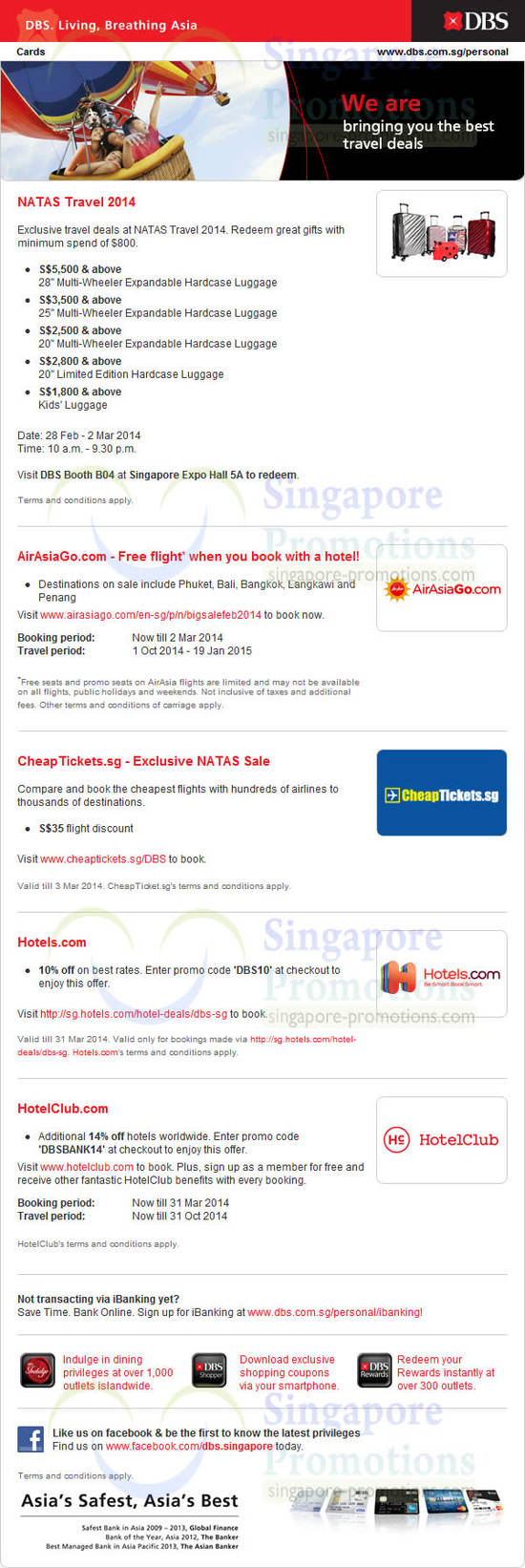 25 Feb DBS POSB Natas Specials, Air Asia Go, Cheap Tickets, Hotels.com, HotelClub.com