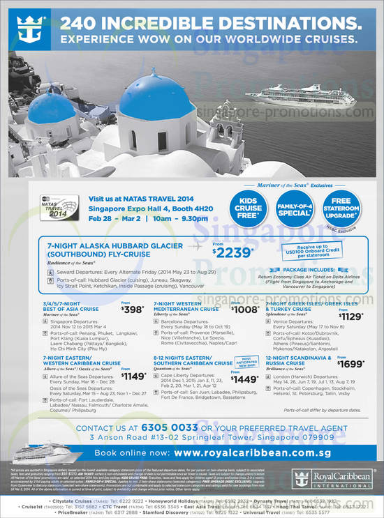 25 Feb Royal Caribbean Alaska, Cruises Asia, Western Carribean, Mediterranean, Southern Carribean, Turkey, Russia