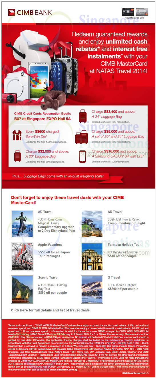 26 Feb CIMB Bank Rebates, Sure-Win Dip, Luggage Bag, Travel Deals