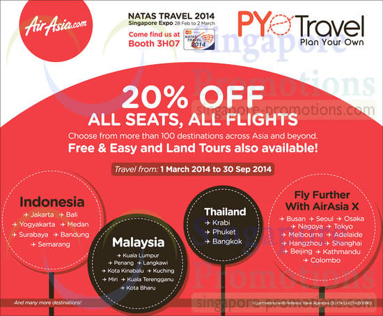 27 Feb Air Asia 20 Percent Off All Seats, All Flights