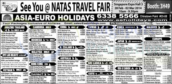 27 Feb Asia Euro Holidays Thailand, Cambodia, Vietnam, Malaysia, Australia, Taiwan, USA, Canada, Japan, Korea, Sri Lanka, Maldives, Europe