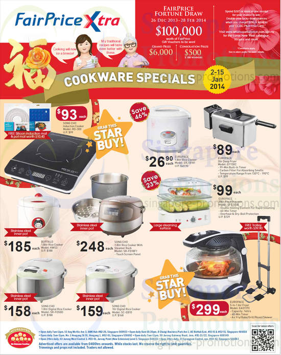 Cookware Specials, Rice Cookers, Air Fryer, Deep Fryer, Europace, Song Cho