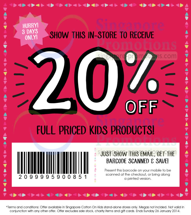 Cotton On Kids 20 OFF Storewide Coupon 24 26 Jan 2014