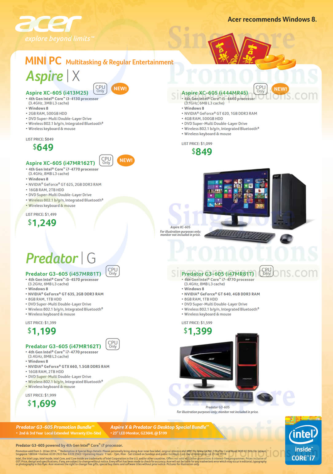Desktop PCs XC-605 i413M25, XC-605 i444MR45, XC-605 i47MR162T, G3