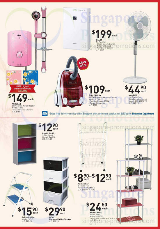 Electronics, Home Basics, Aerogaz Water Heater, Electrolux Vacuum Cleaner, Morries Fan