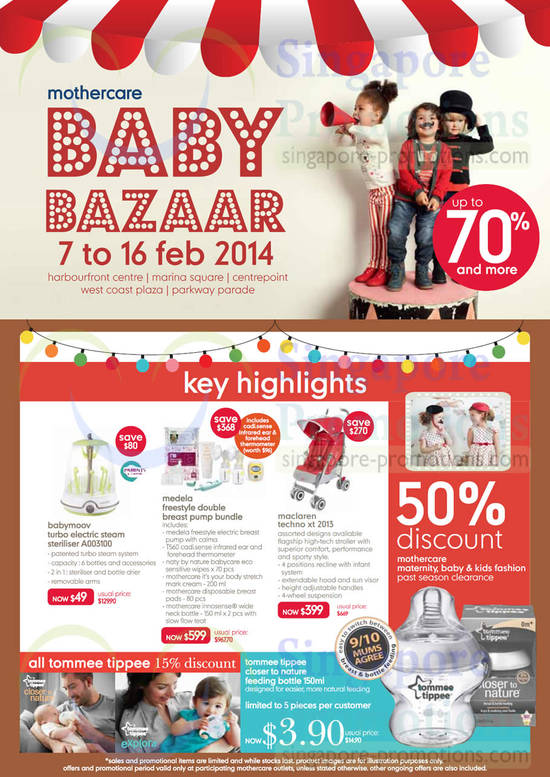 Key Highlights, Babymoov Steriliser, Medela Breast Pump, Maclaren Stroller, Tommee Tippee