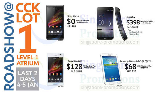 Lot 1 Roadshow Sony Xperia L, LG G Flex, Sony Xperia C, Samsung Galaxy Tab 3 7.0