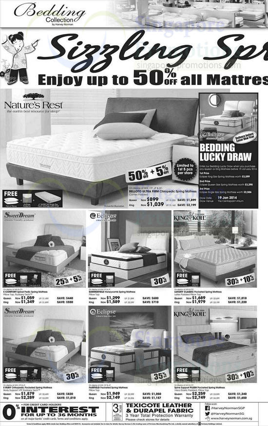 Mattresses, Natures Rest, Sweet Dream, Eclipse, King Koil