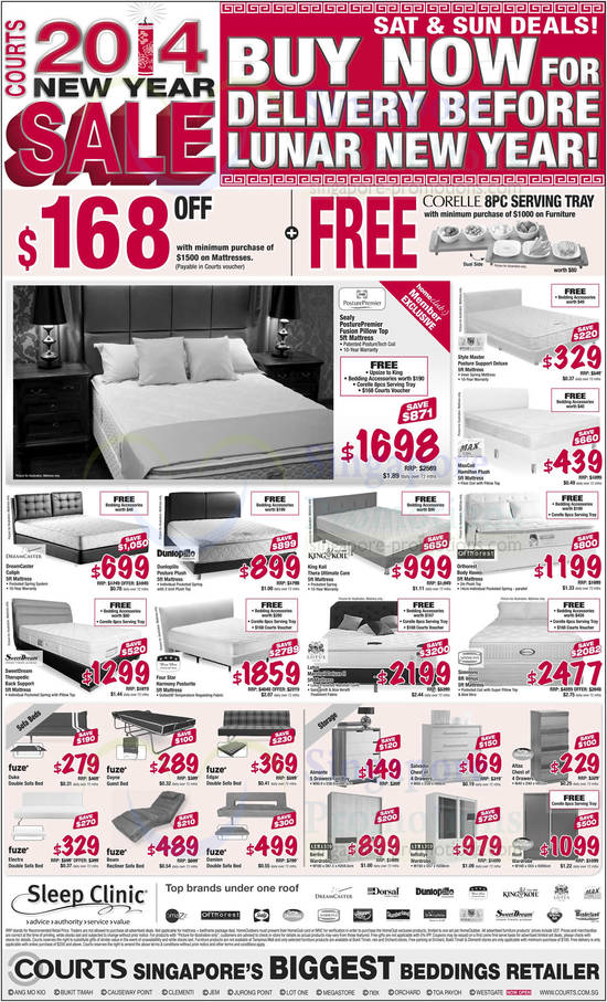 Mattresses, Sofa Beds, Beds, Wardrobe, Drawers, Sealy Posturepremier, Style Master, MaxCoil, DreamCaster, Dunlopillo, King Koil