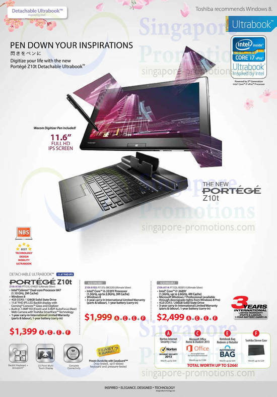 Notebooks Portege Z10t-A100, Z10t-A102, Z10t-A114