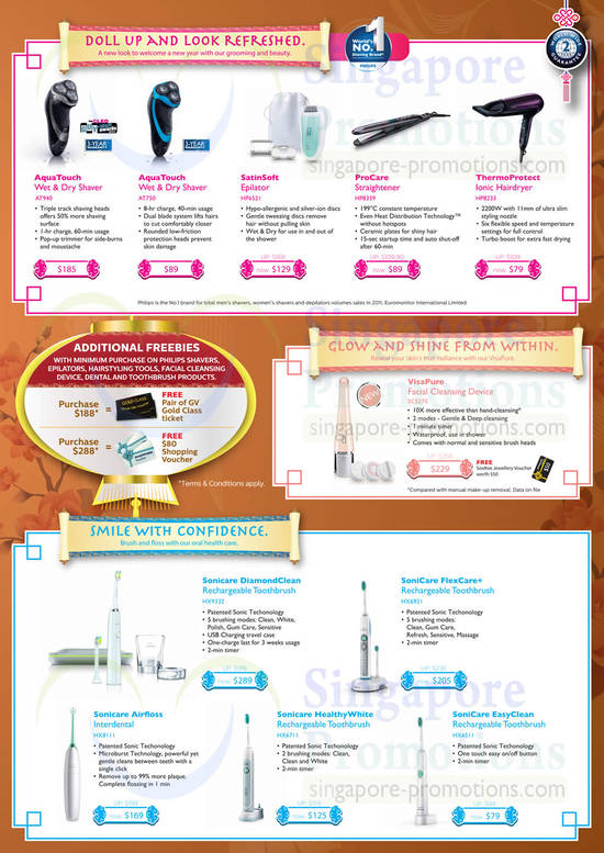 Personal Care, Shavers, Epilator, Straightener, Hairdryer, Facial Cleansing Device, Toothbrushes