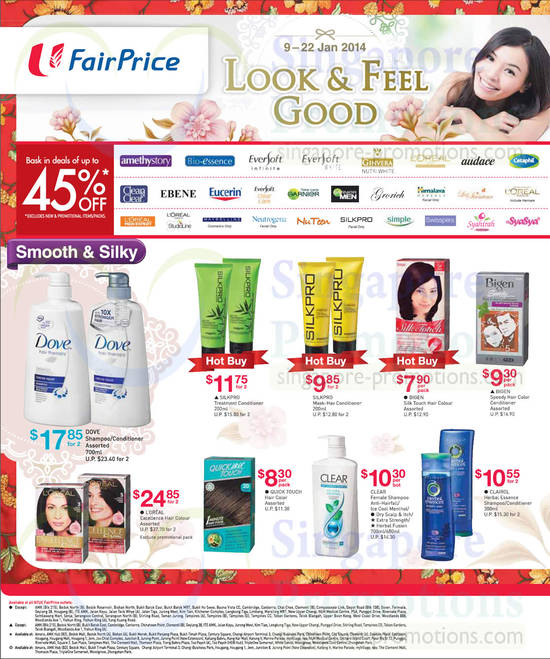 Up to 45 Percent Off, Personal Care, Dove, Silkpro, Bigen, Loreal, Clear