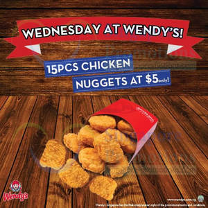 Featured image for Wendy’s $5 15pcs Chicken Nuggets Promo 29 Jan 2014