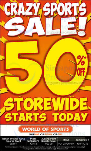 Featured image for (EXPIRED) World of Sports 50% OFF Storewide SALE @ Selected Outlets 10 – 19 Jan 2014