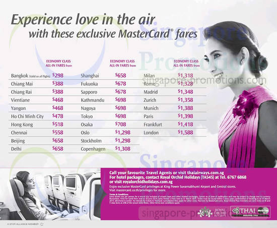 13 Feb Thai Airways Economy Class Mastercard Fares